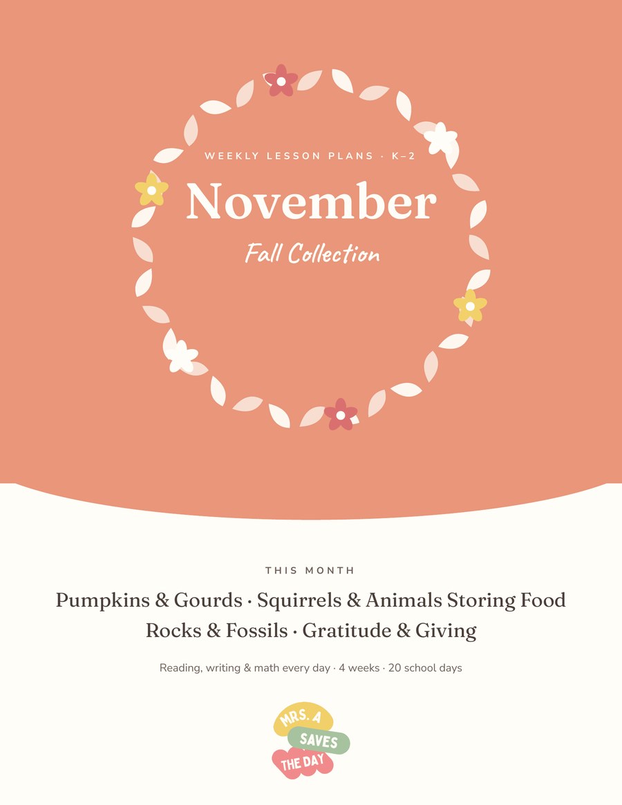 Cover of Weekly Lesson Plans — November